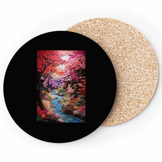 Multi-color Zen Garden river - Japanese Coasters