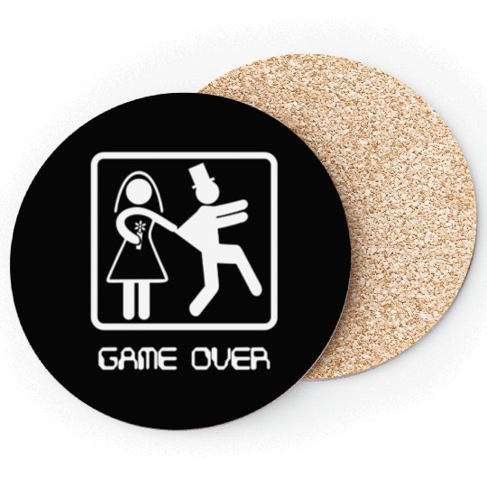 Game Over Video Gamer Bachelor Wedding Groom Coasters