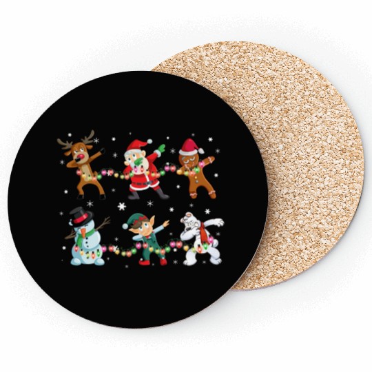 Funny Dabbing Santa And Friends Coasters Christmas