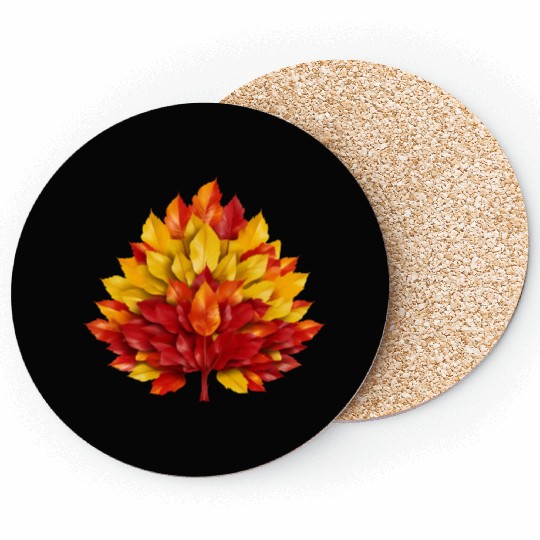 Autumn in Spain: Yellow-Red Leaves Reflecting the Coasters
