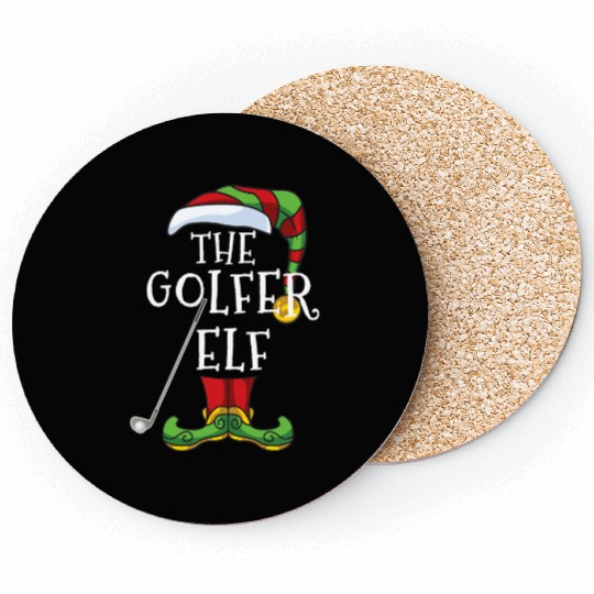 Golfer Elf Golf Family Matching Christmas Group Fu Coasters