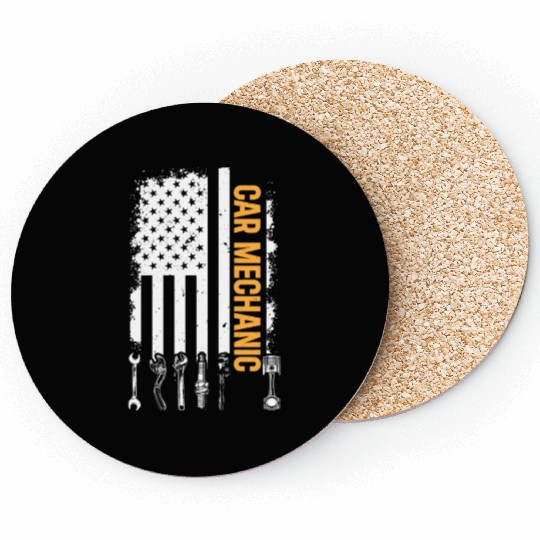 Car Mechanic US Flag Auto Mechanic Coasters