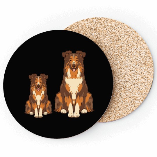 Collie Dog Lover Parent Dad Mom and Son Daughter Coasters