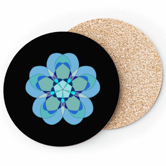 Geometric Blue Snowflake Coasters