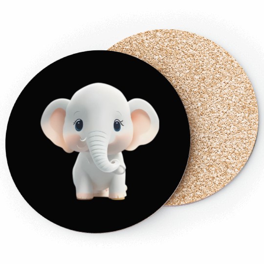 Charming Baby Elephant Innocent Wildlife Beauty Coasters