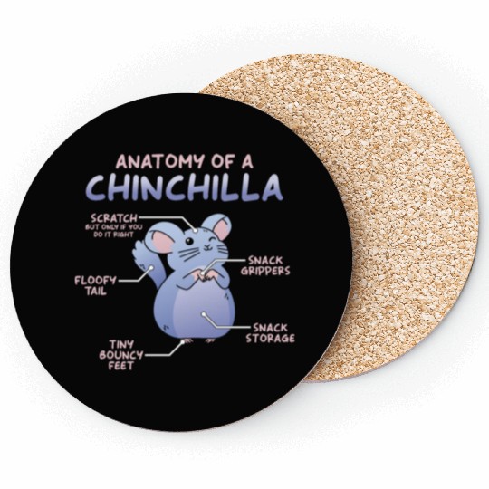 Chinchilla Pet Lover Cute Anatomy Of A Chinchilla Coasters