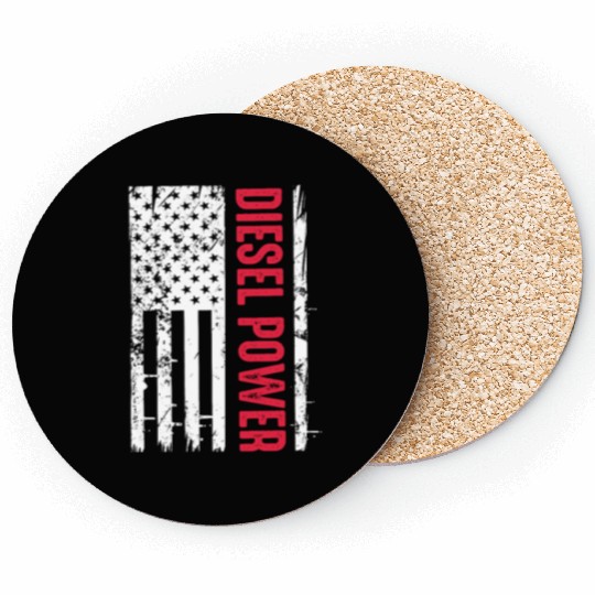 Diesel Power American Flag Coasters