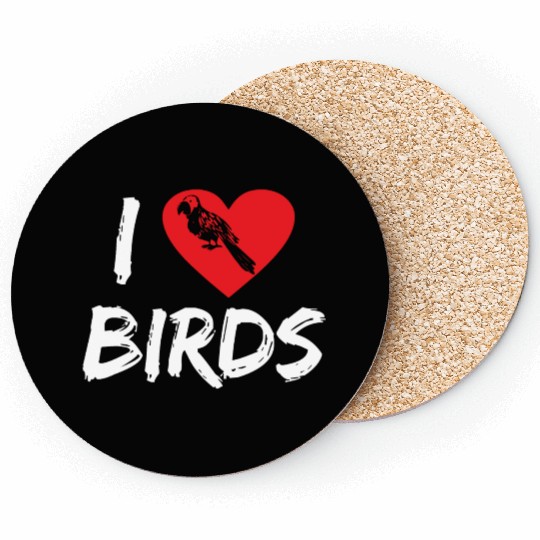 Bird Lover Heart Cute Birdwatcher Parrot Heron Coasters