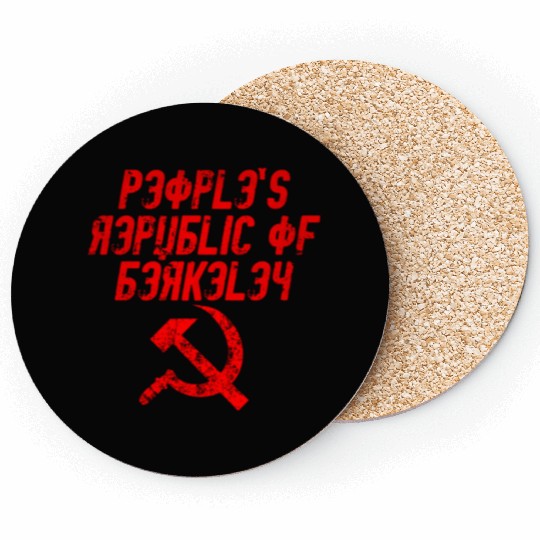 People's republic of Berkeley Communist logo Coasters