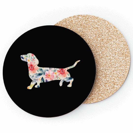 Floral Dachshund Dog Lover Design Coasters