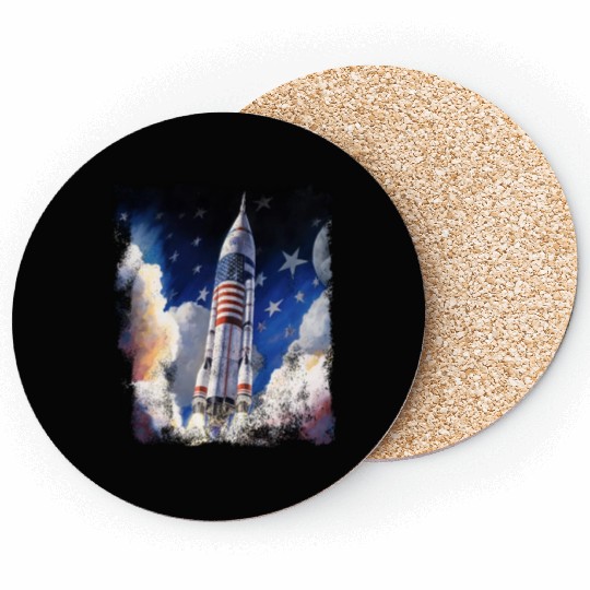 Patriotic Starship US Astronauts Stars and Stripes Coasters