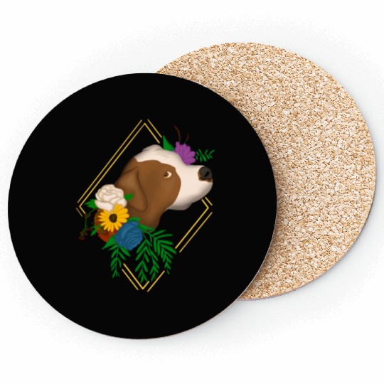 Pitbull Lover Floral Dog Graphic For Pittie Owners Coasters