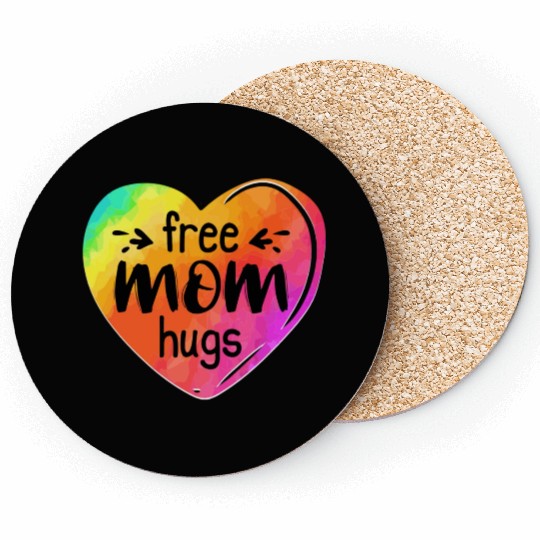 LGBTQIA LGBT Free Mom Hugs Rainbow Heart Gay Pride Coasters