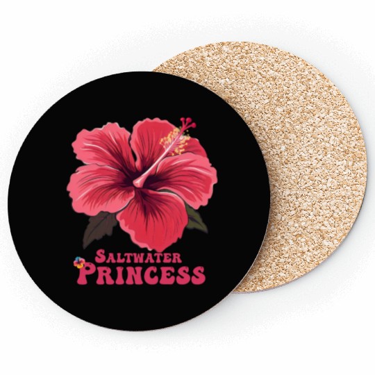 Surfing Girl Hibiscus Coasters