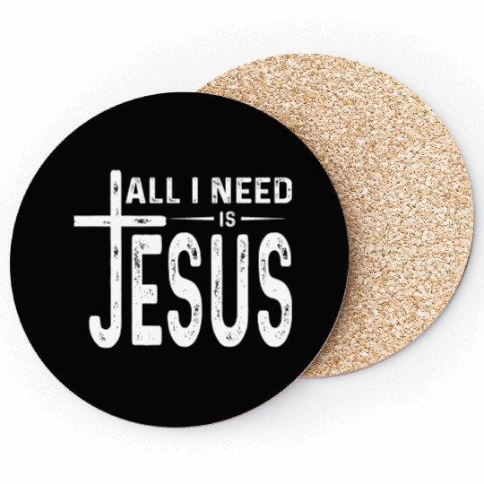 All I Need Is Jesus Love Jesus Christian Christmas Coasters