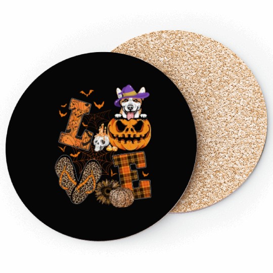 Funny Corgi Dog Lover Gift Love Corgi Halloween Coasters