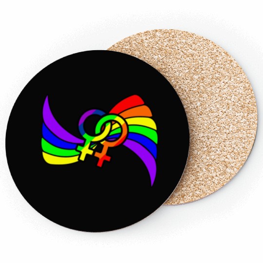 Gender lesbians logo in rainbow colors Coasters