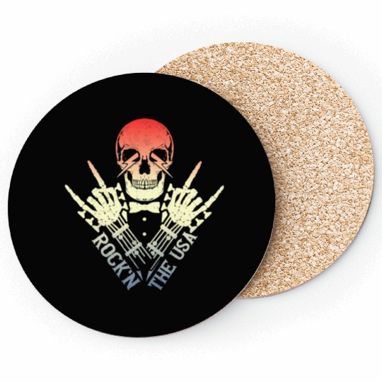Rock n The Usa Rock Roll Skeleton Guitar Coasters