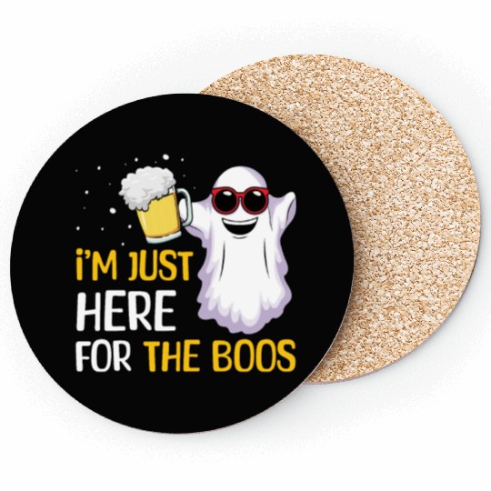 Funny Ghost Beer Lover Lazy Creepy Halloween Coasters