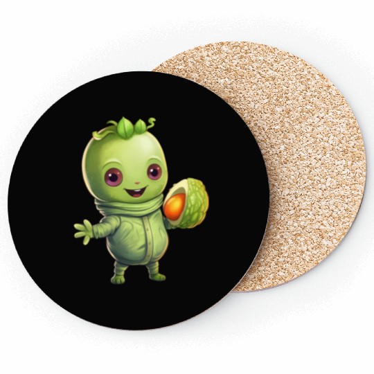 Green Alien Meets Avocado: Healthy Extraterrestria Coasters