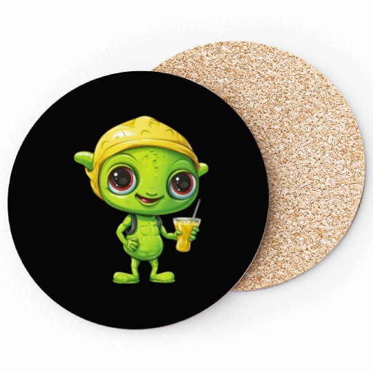 Refreshing Alien Lemonade: Green & Yellow Blend Coasters