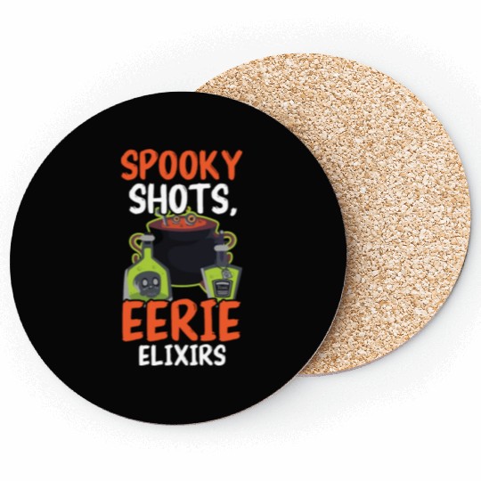 Spooky Shots Eerie Elixirs Bartender Halloween Coasters