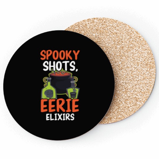 Spooky Shots Eerie Elixirs Bartender Halloween Coasters