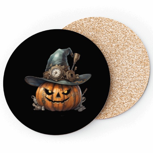Steampunk Halloween: The pumpkin of the future Coasters