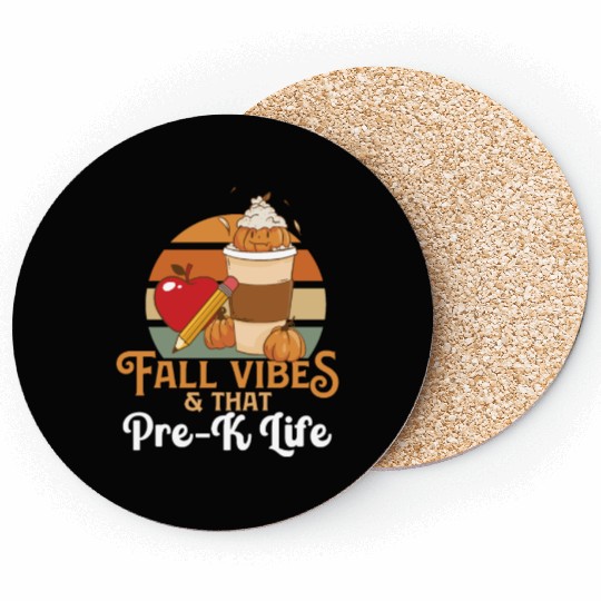 Fall Vibes That Pre-K Life Preschool Teacher Coasters