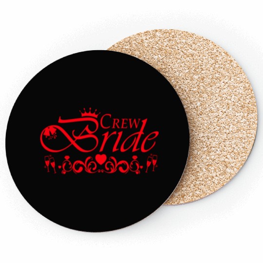 Crew Bride Bachelorette Party Red Coasters