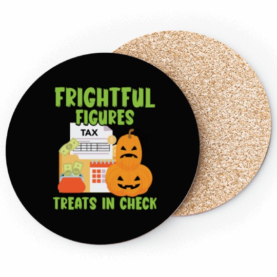 Frightful Figures Treats in Check Halloween Coasters