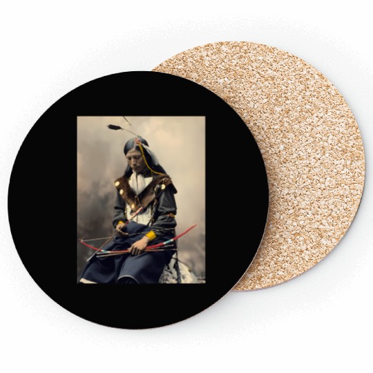 Native American Chief Bone Necklace With Bow Arrow Coasters