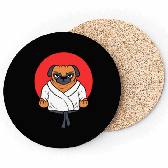 Pug Karate Karate Students Coasters