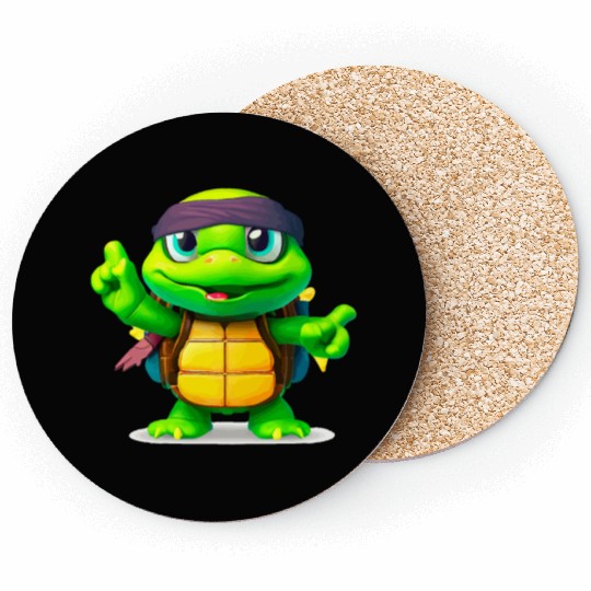 Happy Whimsical Turtle Back to School Coasters