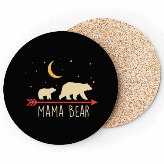 Mama Bear with Cub Moon Stars Mama Bear Coasters