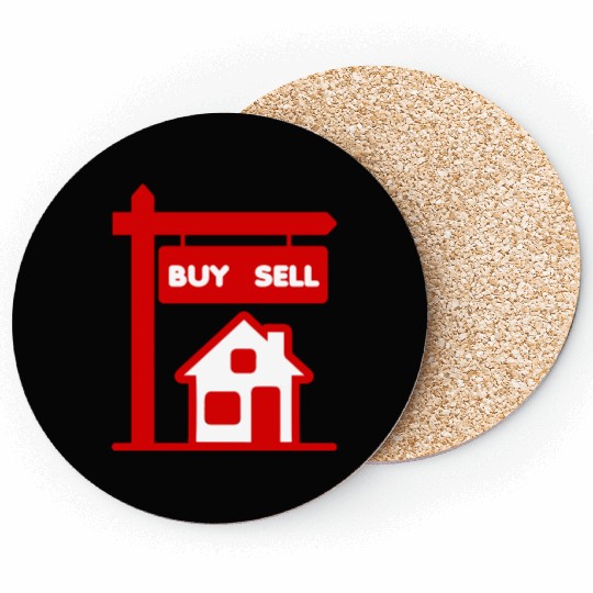 Buy sell red logo broker Coasters