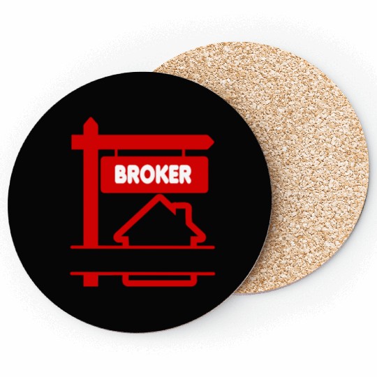 Red Logo Broker with text space Coasters