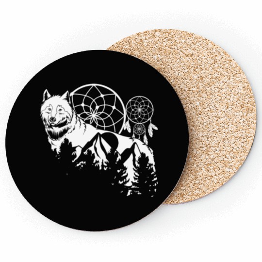 Wolf Dream Catcher Coasters