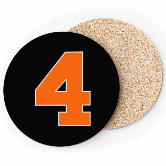 Number 4 Sports Orange Coasters