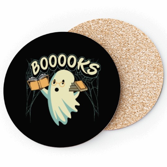 Ghost With Books Booooks Coasters