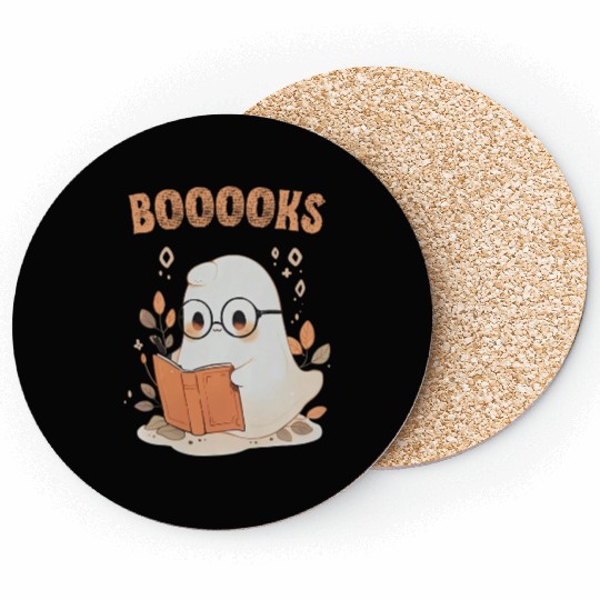 Funny Halloween Ghost Book Reading School Teacher Coasters