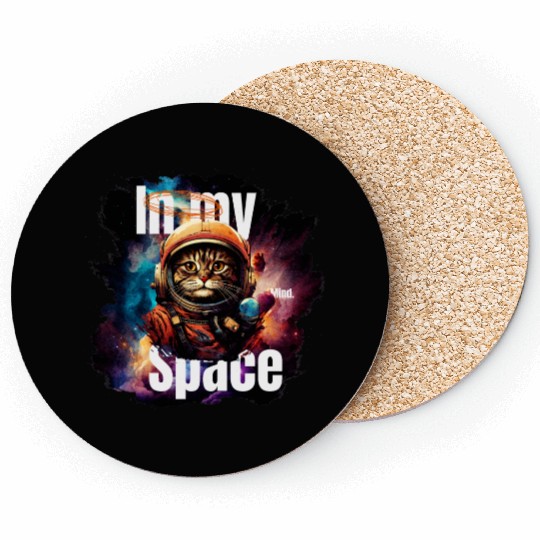 In my Mind Space Cat Astronaut Animal Pet Lover Coasters