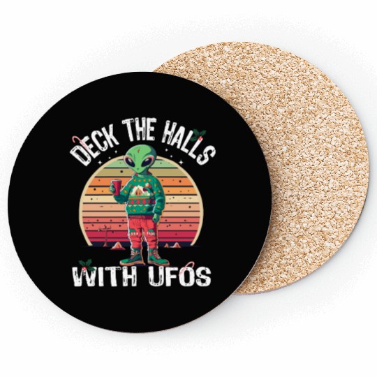 Beam Me Up Santa Claus Alien Christmas Ufo Coffee Coasters