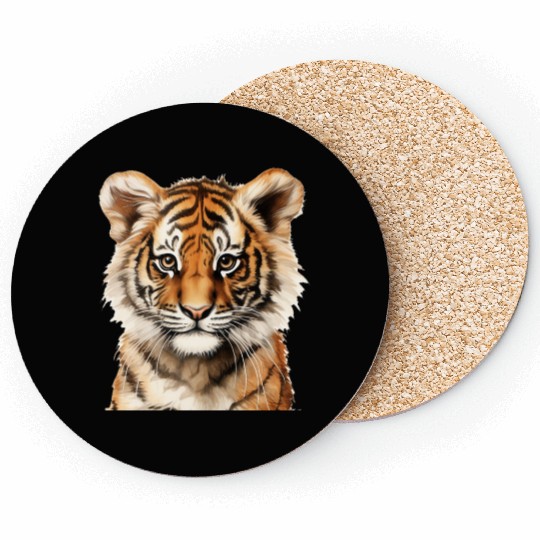 Watercolor Portrait of a Little Tiger Coasters