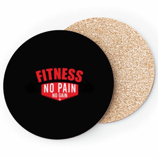 FITNESS NO PAIN NO GAIN, GYM FITNESS WORKOUT EXERC Coasters