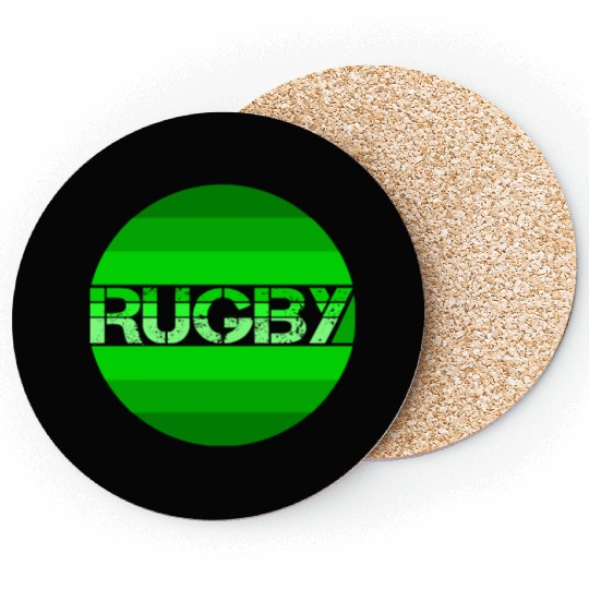 Green Rugby Logo For Rugby Fan Coasters