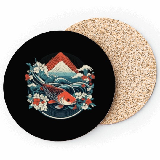Koi Fish Koi Carp Japanese Koi Garden-Pond Koi Coasters
