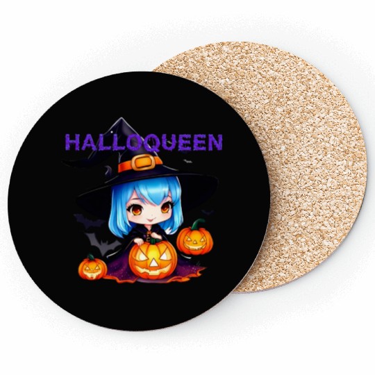 Hallo Light Blue Witch Coasters