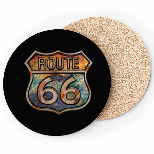 Route 66 vintage sign - Dingy metal sign 2 Coasters
