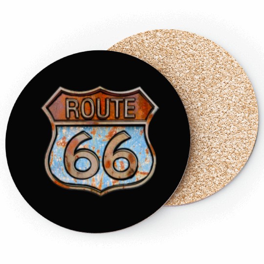 Route 66 vintage sign - Rusty metal sign 3 Coasters